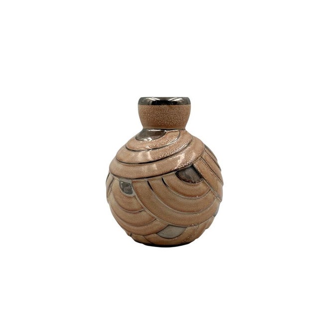 Art Deco Pink & Silver Ceramic Vase, Italy, 1930s For Sale - Image 4 of 12
