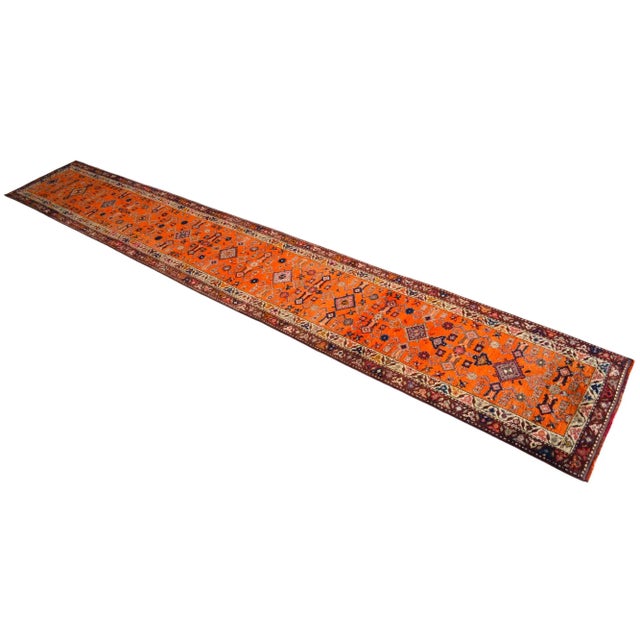 Hand-Knotted Kurdish Runner Extra Long Runner Rug - 2′9″ × 17′7″ For Sale - Image 4 of 12
