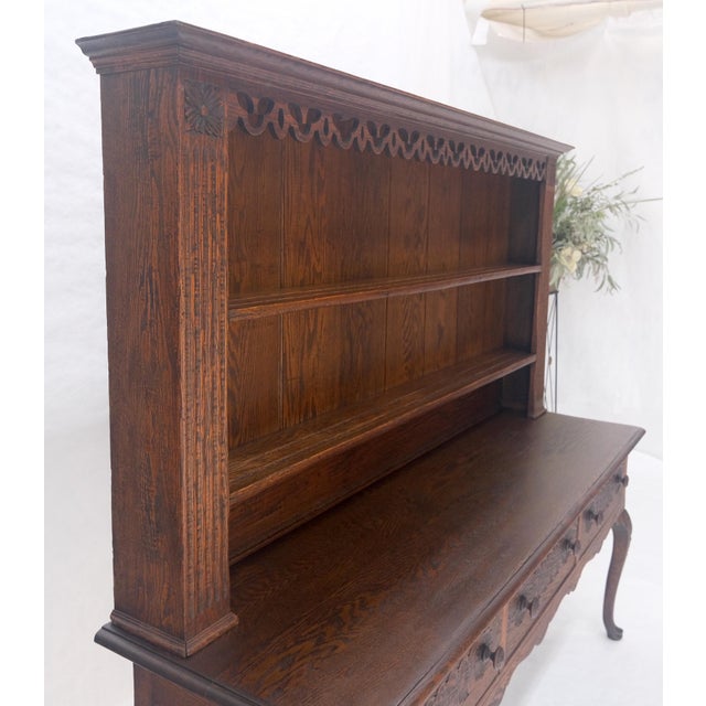 Brown Fine Solid Carved Oak 3 Dove Tail Drawer Server Cupboard Credenza Sideboard MINT For Sale - Image 8 of 18