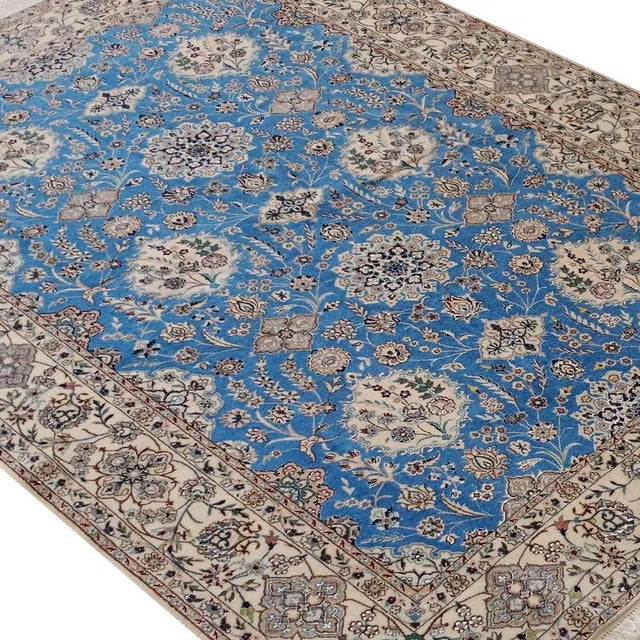 Hand-Knotted Wool and Silk Nain Rug For Sale - Image 3 of 5