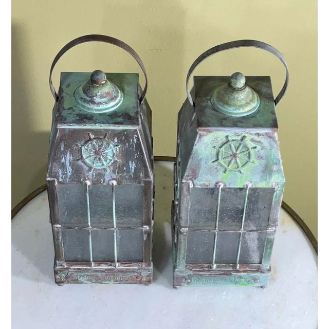 Beautiful pair of wall lantern made of solid brass, exceptional quality workmanship, electrified with one 60/watt light...