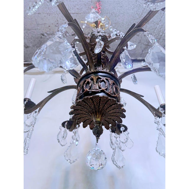 Brass 1950s Decorative Black and Bronze Chandelier For Sale - Image 8 of 9