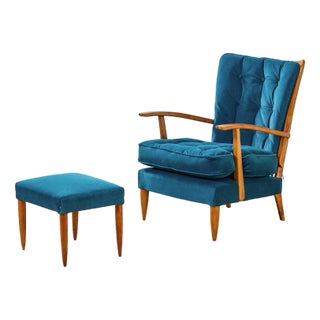 Armchair and Ottoman attributed to Paolo Buffa for Marelli, 1950s, Set of 2 For Sale