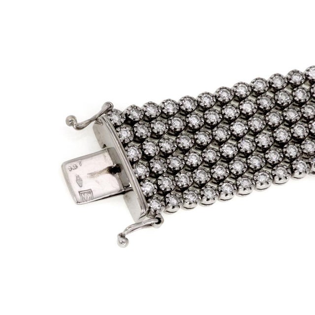 Late 20th Century Estate 9.97ct Diamond 18k White Gold 6 Strand Wide Bracelet For Sale - Image 5 of 5