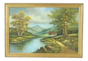 Bengel Artist Signed Framed Landscape Oil Painting on Canvas