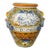 Large 21” Hand-Painted Majolica-Style Floor Urn With Lion Head Ring Handles For Sale