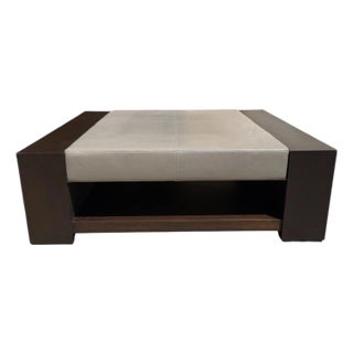 Holly Hunt Large Bahia Leather Coffee Table For Sale