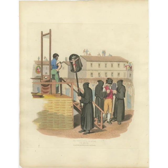 Beige Baldwin, Cradock & Joy, Public Beheading for Murder in Rome, Hand-Colored Print, 1820s For Sale - Image 8 of 10