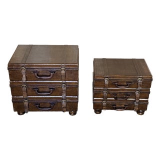 Stacked Suitcase Drinks Tables, a Pair For Sale