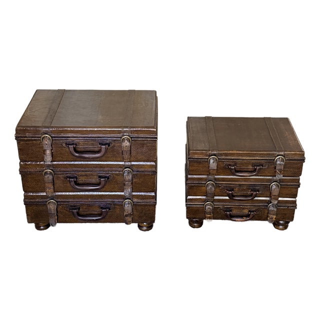 Stacked Suitcase Drinks Tables, a Pair For Sale