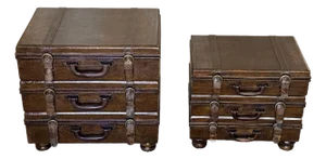 Stacked Suitcase Drinks Tables, a Pair