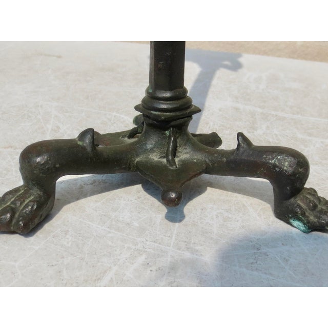 Bronze Rare Roman Bronze Candelabrum - Lampstand With Bronze Oil Lamp For Sale - Image 8 of 13