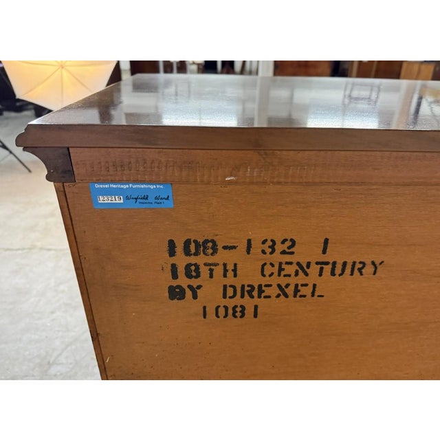 Drexel 18th Century Collection Banded Dresser With Dual Mirrors For Sale - Image 15 of 17
