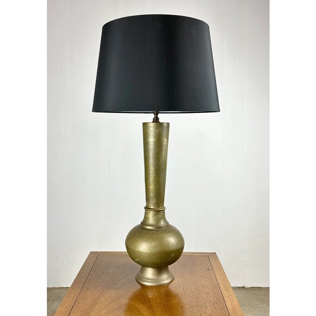 Mid Century Era Middle Eastern Etched Brass Urn Lamp For Sale - Image 11 of 12