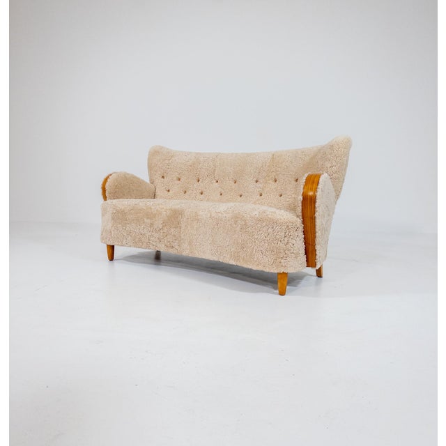 Swedish Modern Sheepskin Sofa, 1940s For Sale - Image 11 of 17