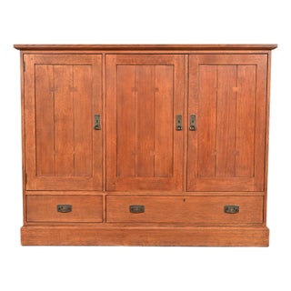 Stickley Mission Oak Arts & Crafts Media Cabinet For Sale