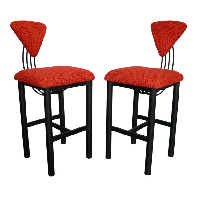 1980's Postmodern Memphis Style Bar Stools - a Pair For Sale