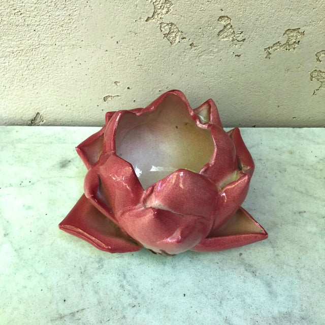 Shabby Chic 19th Century Majolica Rose Cache Pot Delphin Massier For Sale - Image 3 of 10