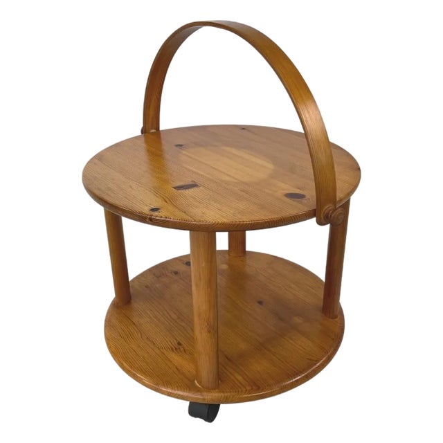 Danish Pine Rollable Serving Trolley For Sale