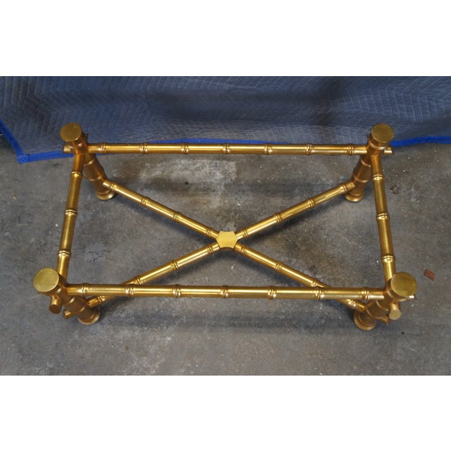 Late 20th Century Vintage Hollywood Regency Gold Faux Bamboo Coffee Cocktail Table Base For Sale - Image 6 of 8