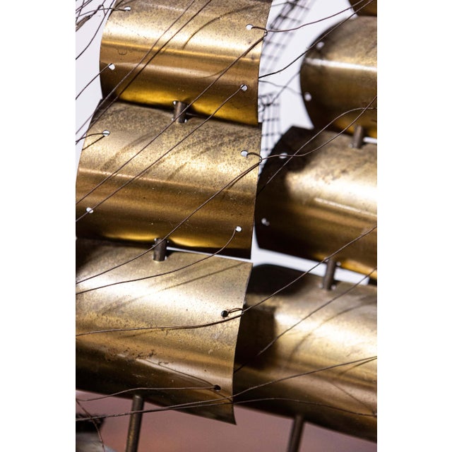 Brass Mid 20th Century Venetian Brass Four-Masted Model Ship with Detailed Décor, Mounted on Base For Sale - Image 8 of 9