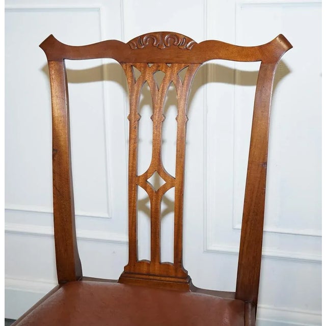 Chippendale Style Dining Chairs with Leather Seats, Set of 5 For Sale - Image 9 of 18
