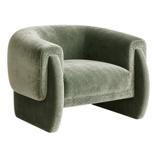 Luke Chair in Sage Green Cotton Velvet Upholstery by Munna For Sale