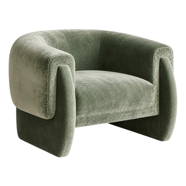Luke Chair in Sage Green Cotton Velvet Upholstery by Munna For Sale