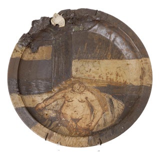 Earthenware Plate in Embossed Terracotta For Sale