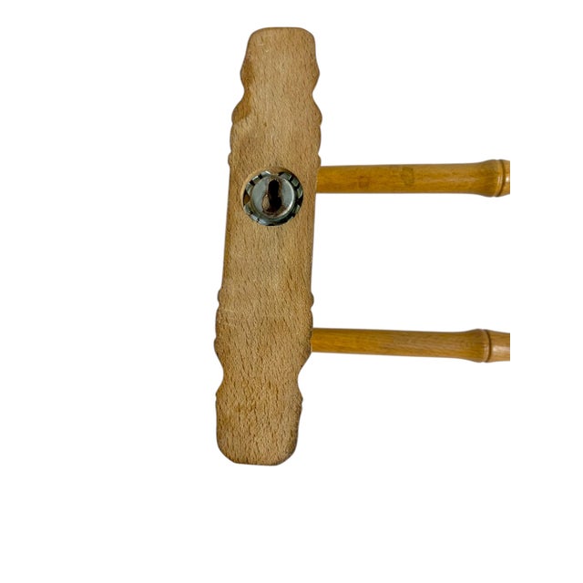 Vintage French Provincial Faux Bamboo Carved Wood Double Towel Rack For Sale - Image 12 of 17