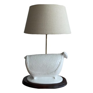 Vintage Ceramic Sheep Table Lamp, Italy, 1970s For Sale