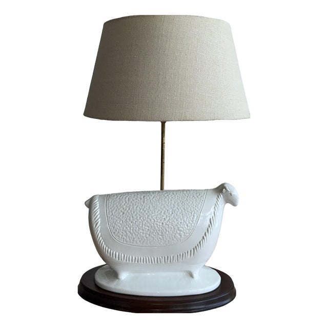 Vintage Ceramic Sheep Table Lamp, Italy, 1970s For Sale