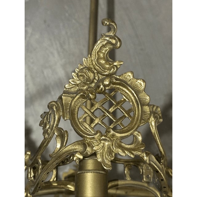 Antique Victorian / Rococo Style Bronze Veritaele 3 Arm Chandelier For Sale In Pittsburgh - Image 6 of 11
