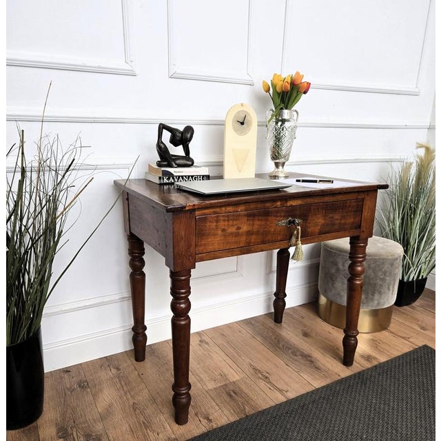 Very charming and rustic country Italian antique table ideal as desk writing table as well as kitchen dining table, in...
