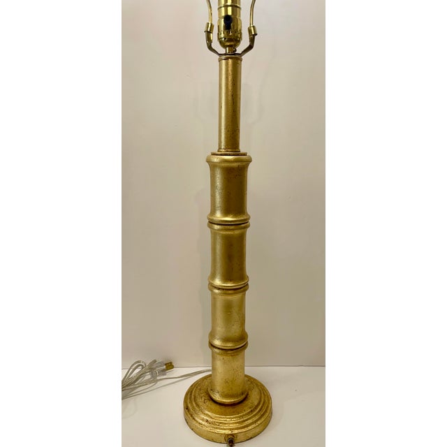 Hollywood Regency Gilt Faux Bamboo Lamp For Sale - Image 3 of 8