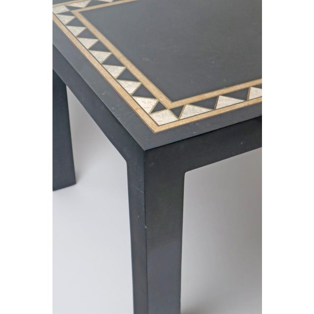 Travertine and Brass Stone Inlay Side Table by J.C. Mahey, 1970s For Sale - Image 12 of 18