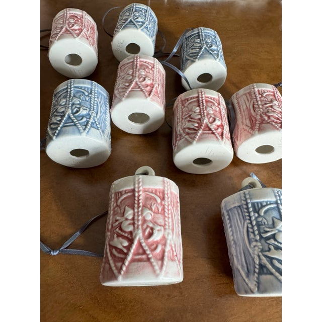 Porcelain Handmade Christmas Tree Ornaments S/9 For Sale - Image 4 of 5