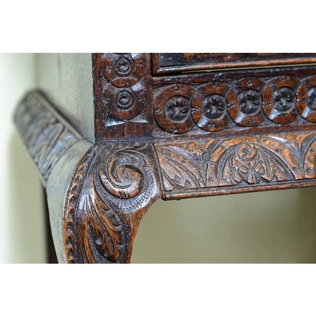 Wood Antique English Carved Oak Dresser and Plate Rack For Sale - Image 7 of 9