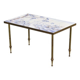 Vintage Coffee Table with Brass Frame, 1960s For Sale
