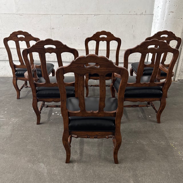 2000 - 2009 Guy Chaddock Melrose Collection Country English Black Leather Dining Chairs, Set of Six For Sale - Image 5 of 12