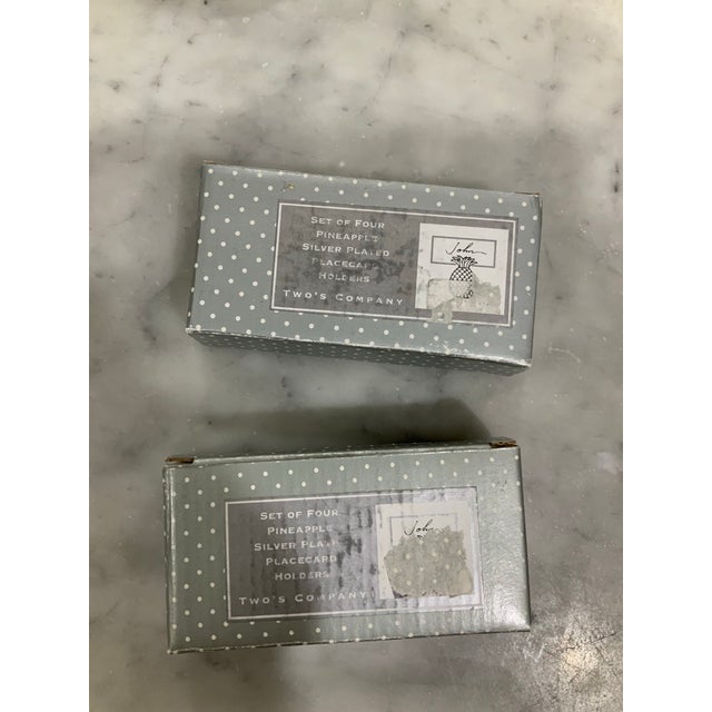 Vintage “Two’s Company” Silver Pineapple Place Card Holders Never Used Set of 8 - Palm Beach Chic, Grandmillennial & Tropical Entertaining - See Pics! For Sale In New Orleans - Image 6 of 6