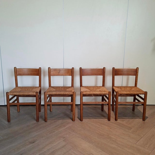 Wood Mid-Century Chairs with Rush Seats, 1950s/1960s, Set of 4 For Sale - Image 7 of 7