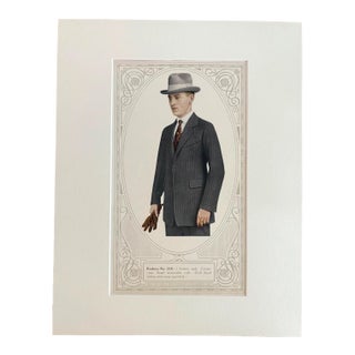 Antique Men's Print from "Collegian Custom Clothes" Catalog 1921, in 14x18 Mat, 2 For Sale