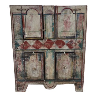 1990s Prized Rare Richard Warholic Painted Cabinet Art Piece Florida Artist For Sale