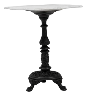 20th Century French Cast Iron Bistro Table With Marble Top Details Small Round