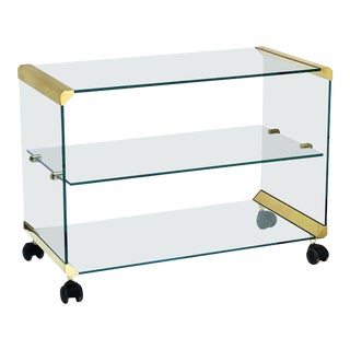 Italian Three-Tier Drinks Cart of Brass and Glass by Gallotti & Radice For Sale