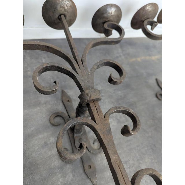 2000 - 2009 Three-Light Wrought Iron Wall Sconces, Set of 2 For Sale - Image 5 of 9