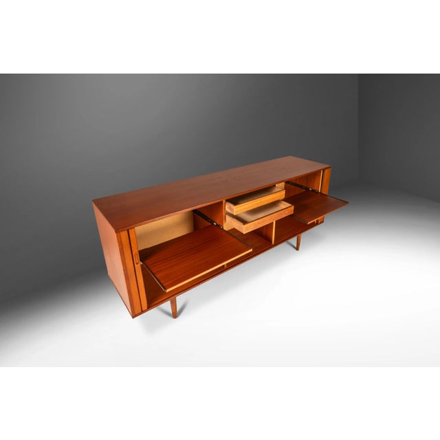 1960s Expansive Danish Mid-Century Modern Credenza / Sideboard W/ Tambour Doors in Teak Attributed to Arne Vodder, Denmark, C. 1960s For Sale - Image 5 of 12
