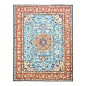 Antique Persian Tabriz Emad Wool 9X12 Light Blue & Red Handmade Area Rug #9902217