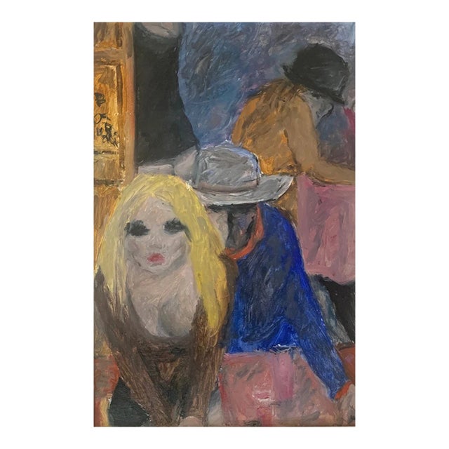 Bruno Paoli "Tavern" Original Italian Modern Tavern Interior, 20th Century Florence Italy Fine Art Painting, Oil on Board, 28.5x22.5" For Sale